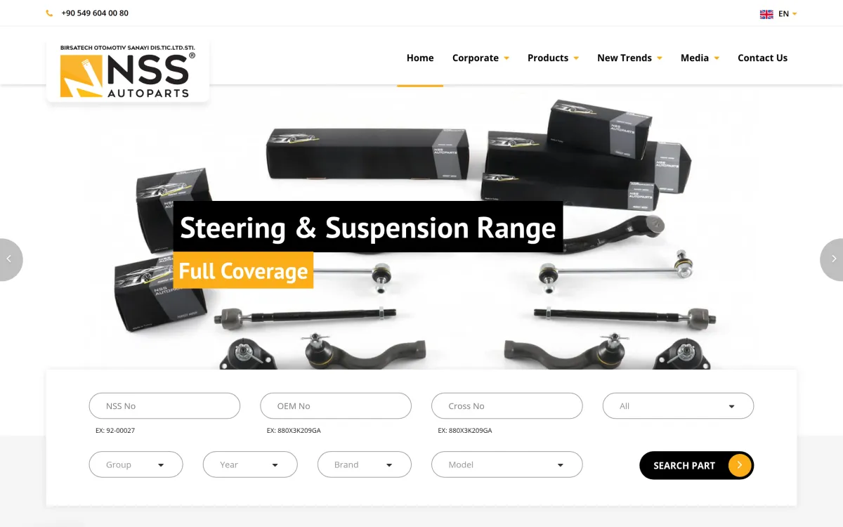 NSS Autoparts web sitesi ekran görüntüsü