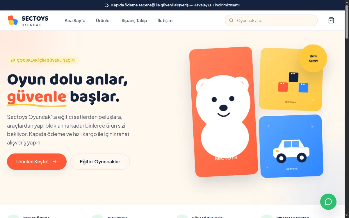 Sectoys Oyuncak web sitesi ekran görüntüsü